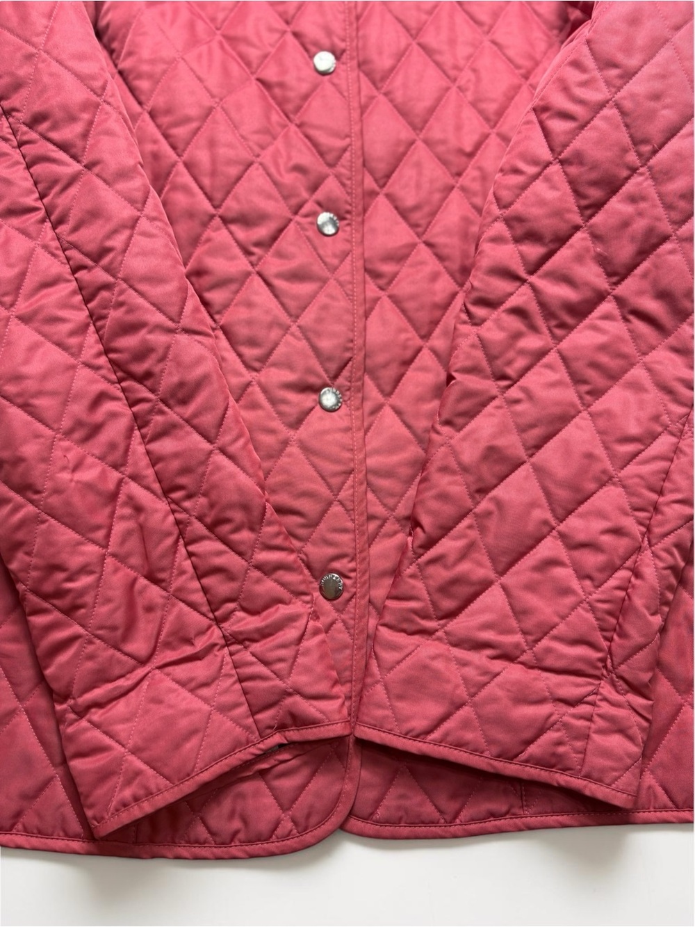 Burberry London Coral Pink Diamond Quilted Nova Check Lined Jacket Large *Flaws - Picture 7 of 16
